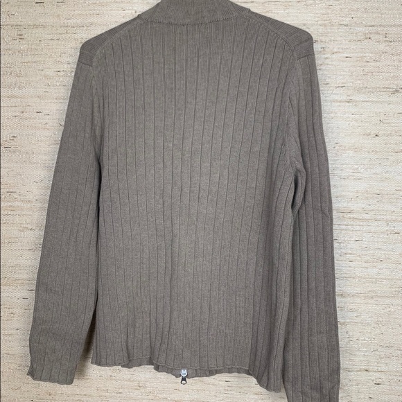 J.Crew Taupe Cotton Mock Neck Zip Front Cardigan - Picture 6 of 6